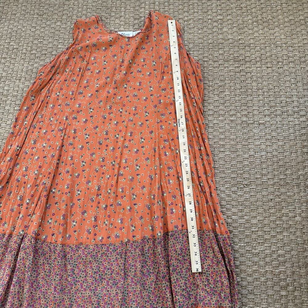 Vintage Olivia floral orange tropical maxi dress Miu Miu style women’s size 1x - Picture 9 of 11